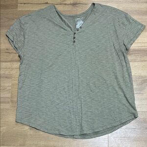 Knox Rose Olive Henley Short Sleeve Top